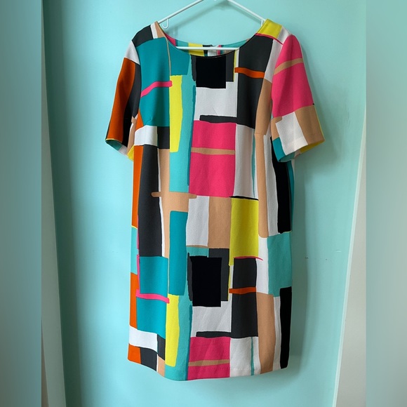 Gibson Latimer Color Burst Block Retro Mod Shift Dress - Picture 5 of 10